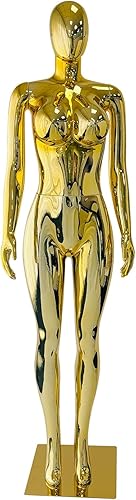 Miniatura 7 de Maniquí femenino de cuerpo completo con luz dorada de 70.8 pulgadas, maniquí de exhibición de estilo brasileño con brazos ajustables, soporte de