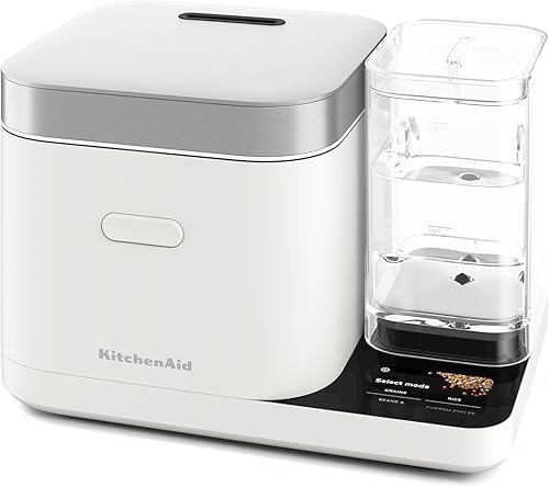 KitchenAid Olla para cereales y arrocera de 8 tazas con escala integrada de detección automática + tanque de agua, KGC3155, porcelana blanca