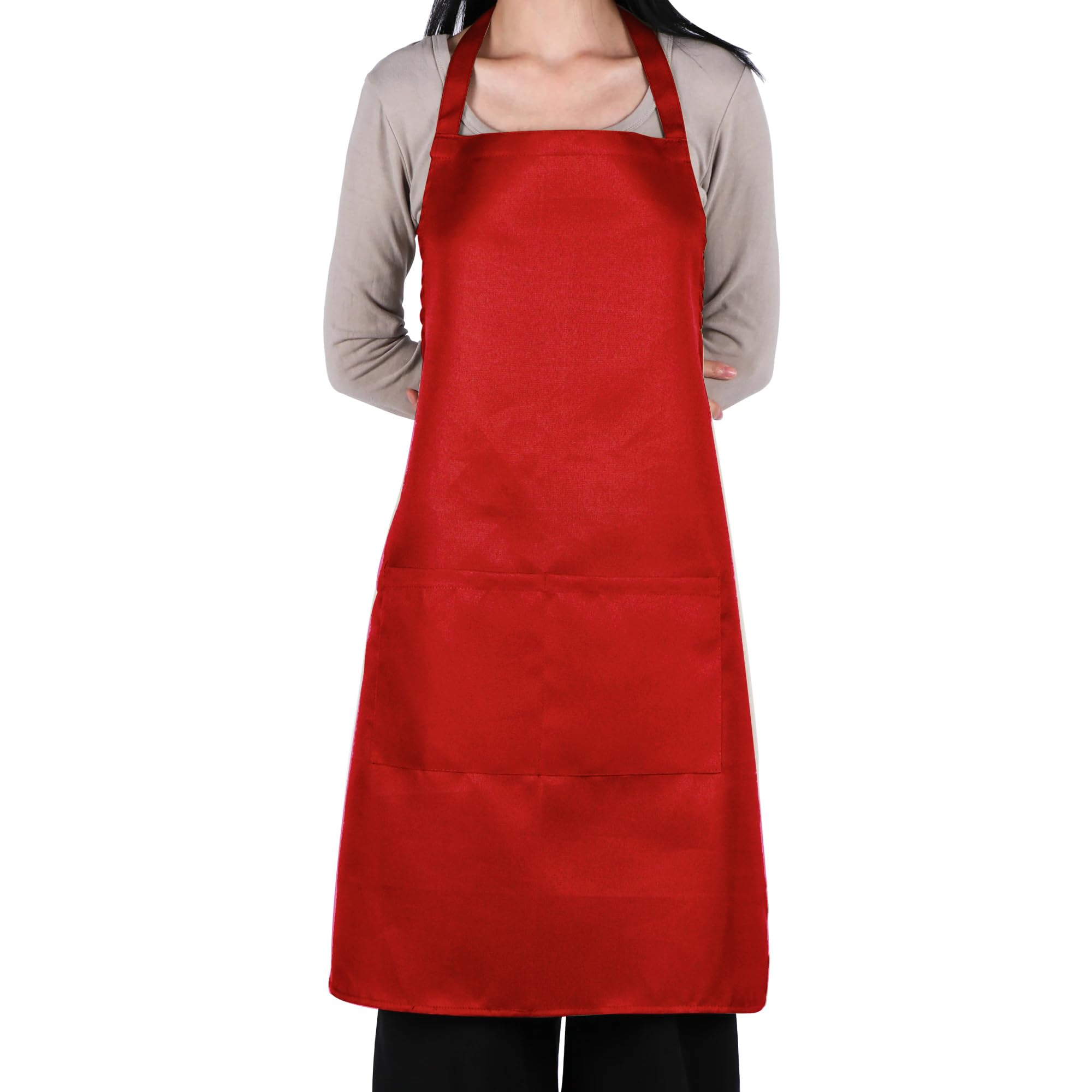 MIKI WELL Kitchen Apron Bib Chef Apron with 2 Pockets - Women Men Aprons for Home Kitchen, Cooking, Restaurant, Coffee House, Baking Gardening BBQ