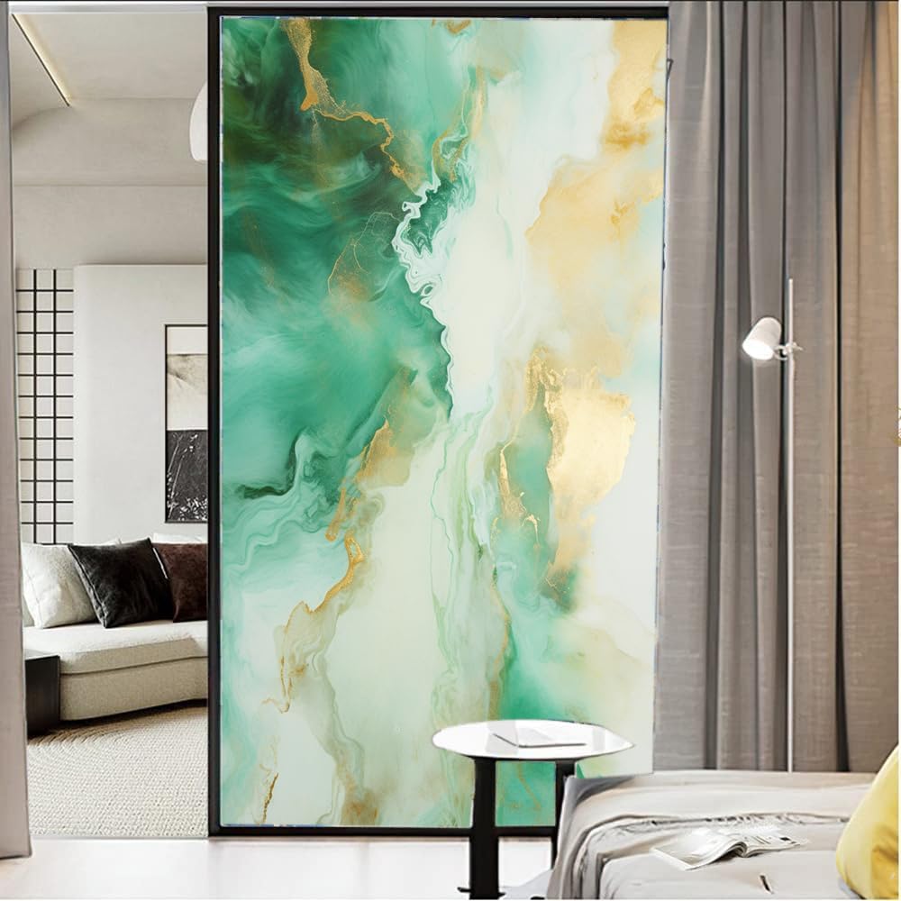 Vintage Natural Marble Window Film Privacy Abstract Fantasy Patterns Window Stickers for Glass Decorative Stickers Self-Adhesive Sun Blocking Coverings 23.6Wx35.4L-inch