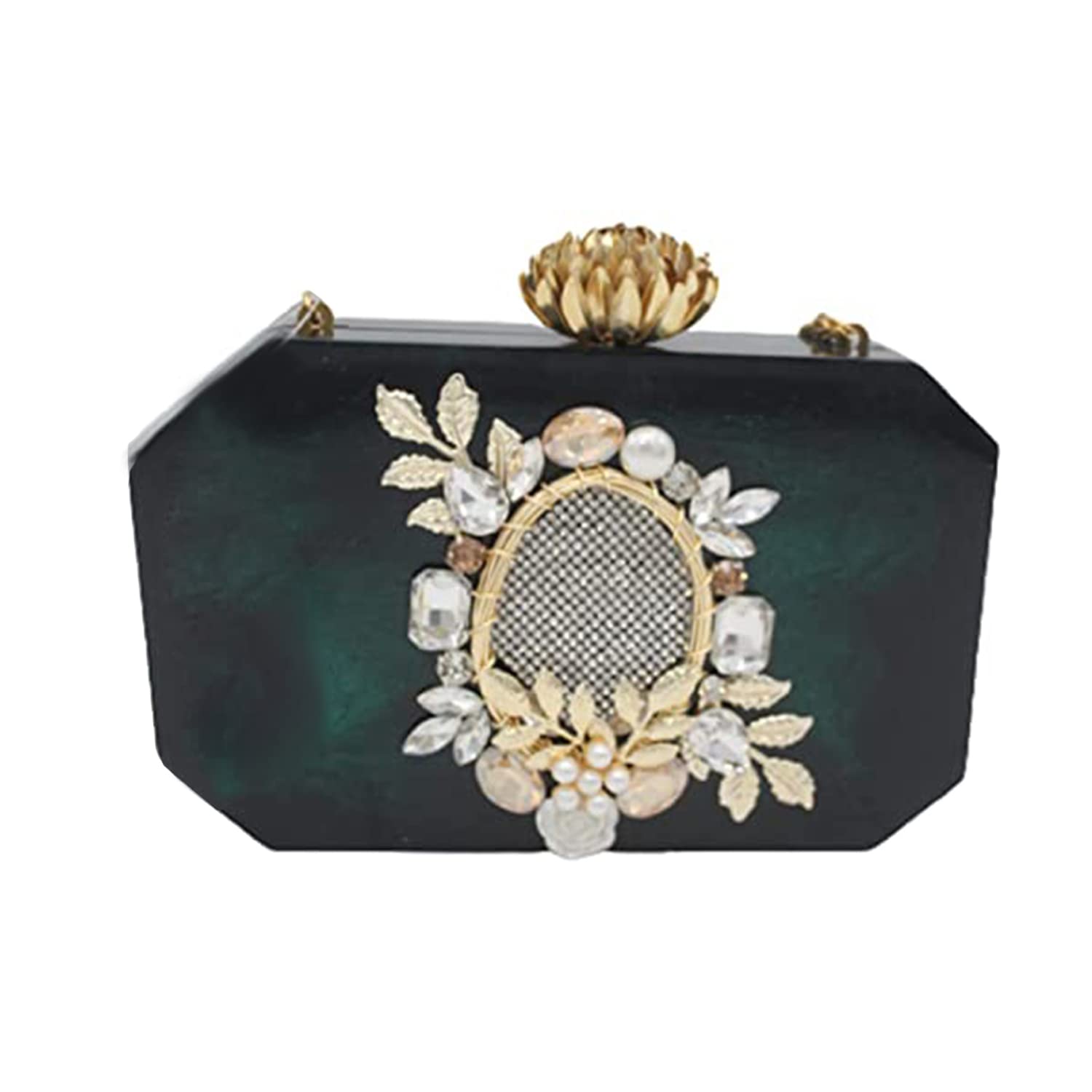 BIHClutch Bag Hand Bag Acrylic Clutches for Women Bridal Clutches for Wedding Celebrities Party Evening Marble Purse Floral Bridal Clutch For Women's & Girls resin clutch bag