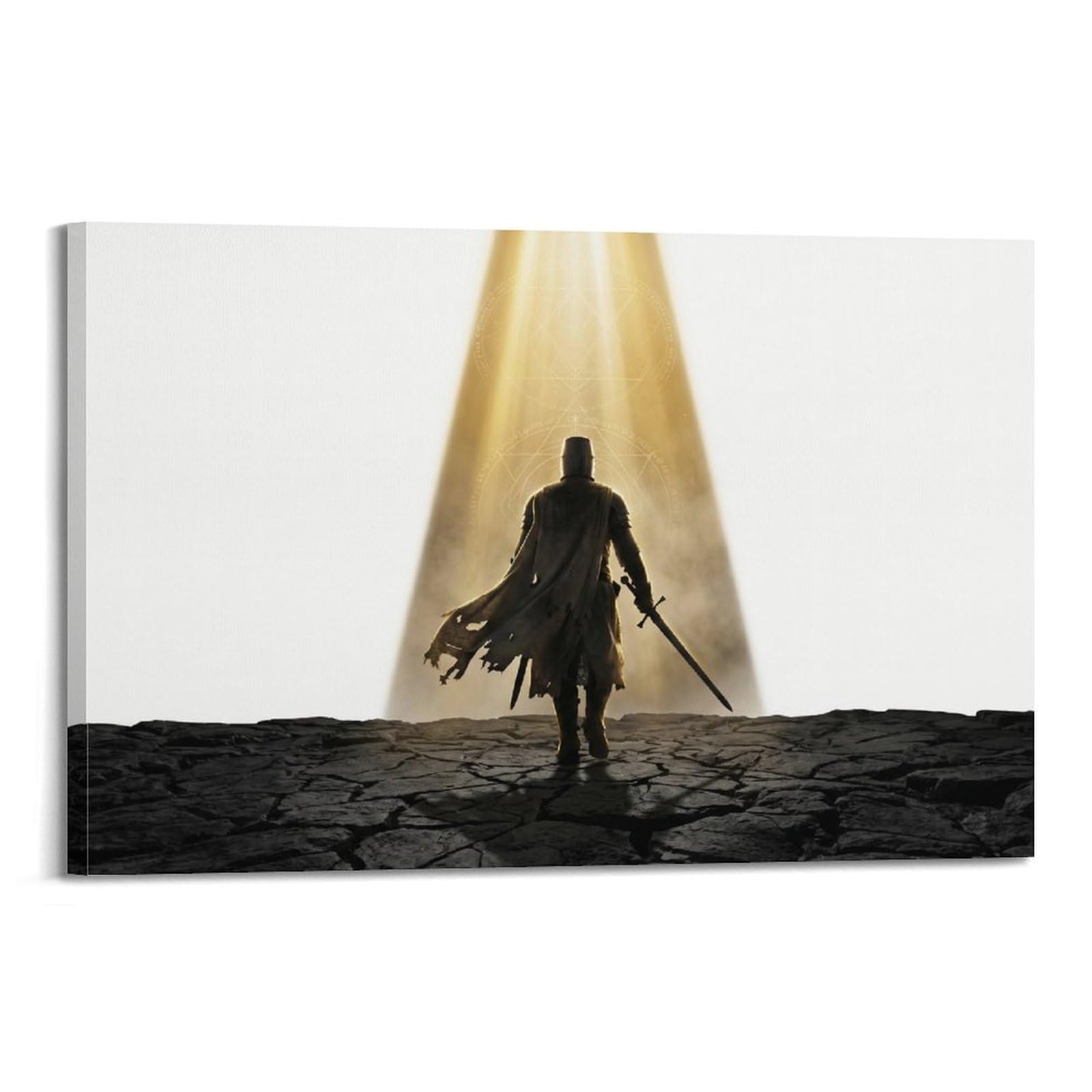 OKNGB Vintage Medieval Knight Poster Sacred Journey Sword Crusader Armor Decorative Painting Canvas Art Picture 24x36inch(60x90cm)