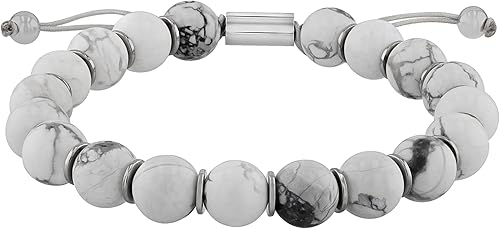 STEEL NATION JEWELRY Pulseras de cuentas Bolo de acero inoxidable para hombre, ajustables, hipoalergénicas, a elección de estilos y tamaños de color