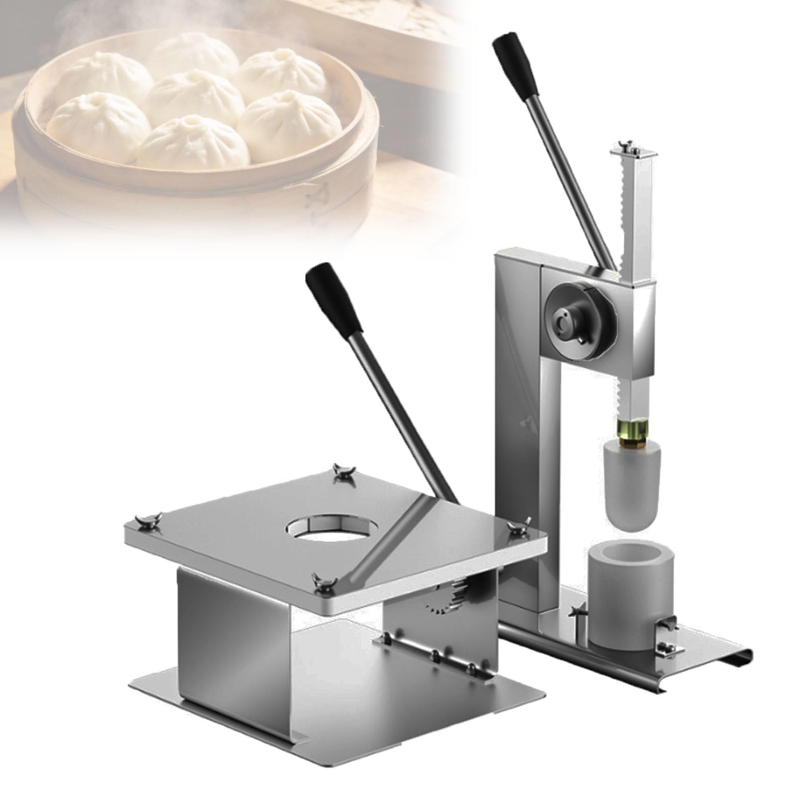 Pfps Desktop Manual Bun Making Machine, Stainless Steel Steamed Stuffed Bun Maker, 400-500 PCS/H, Baozi Cooking Tool Set for Home DIY, Cafeteria Large