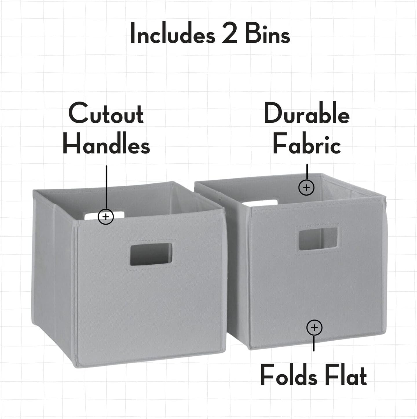 RiverRidge Kids Desk and Art Activity Table - Play Table with 4 Storage Cubbies & Removable Storage Cups for Crafts, Puzzles & Activities 2 Gray Folding Fabric Bins