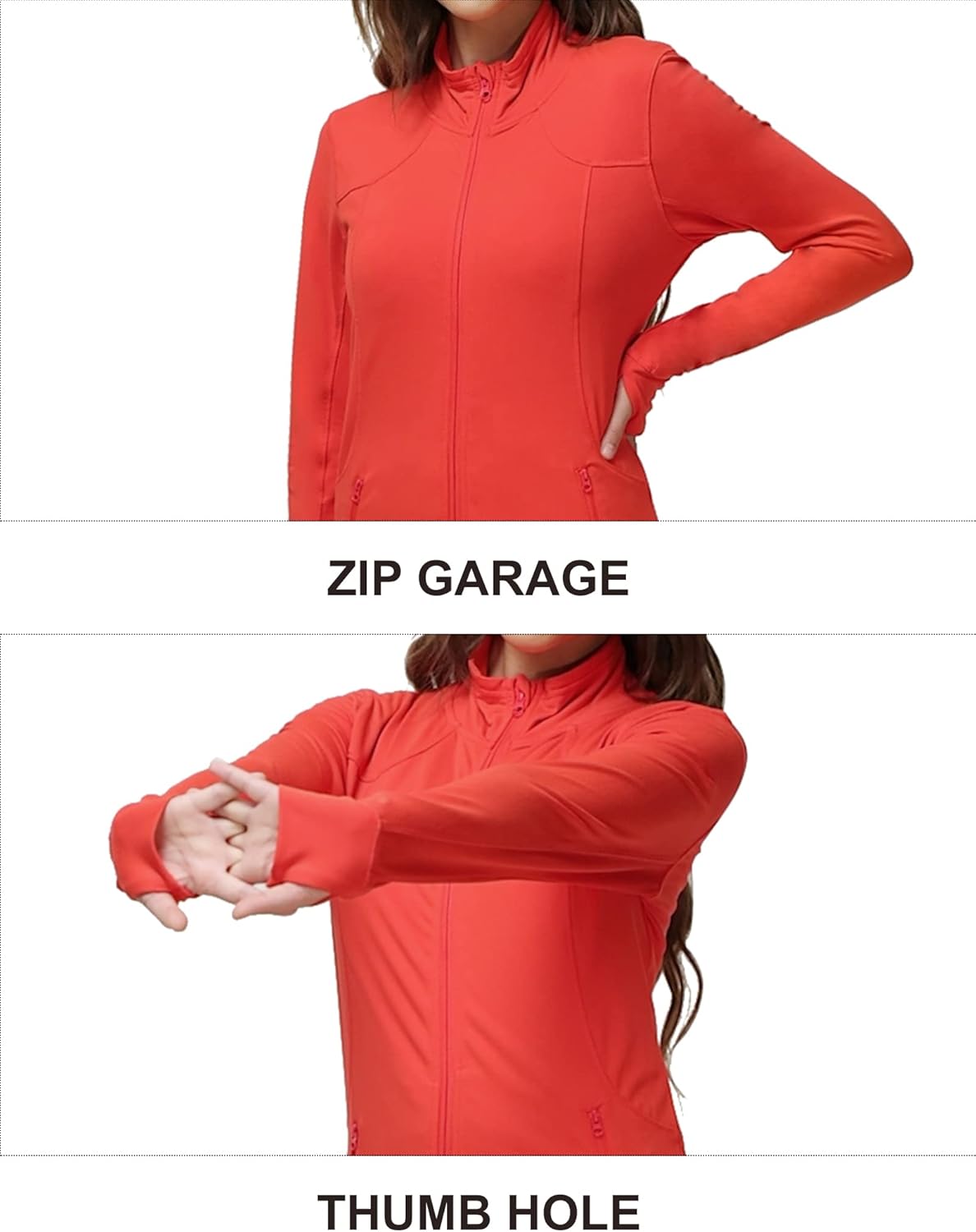 Dolcevida Women's Zip Up Running Jacket - Lightweight 4-Way Stretch Full Zip Workout Jacket with Thumb Holes & Pockets - Image 6