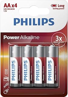 Philips LR6P4B/17 PowerLife Power Alkaline AA Battery, 4-Pack