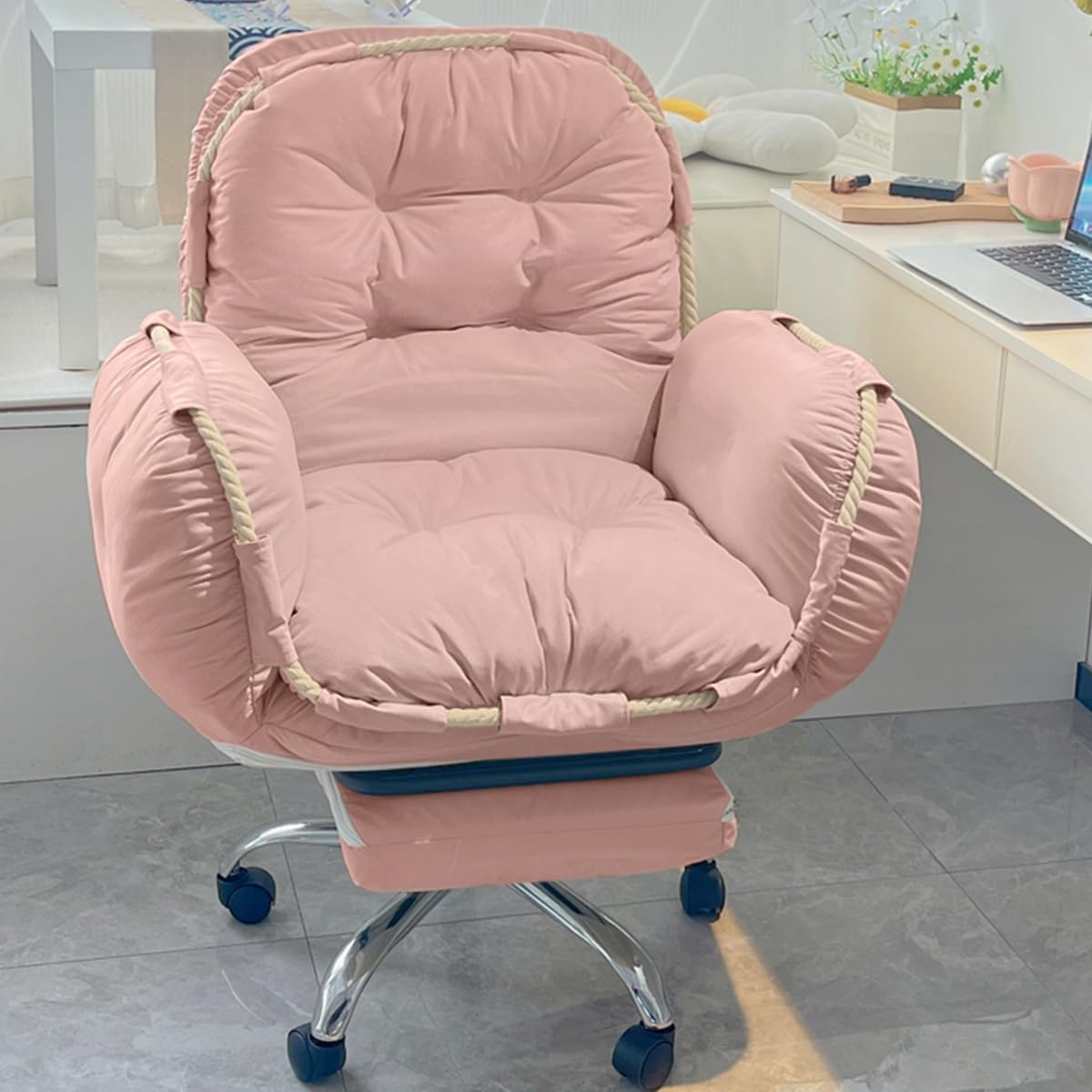 Sedia da ufficio con schienale alto, ergonomica, da gaming con altezze regolabili, cuscini imbottiti, funzione altalena, ideale per sale riunioni (blu B)