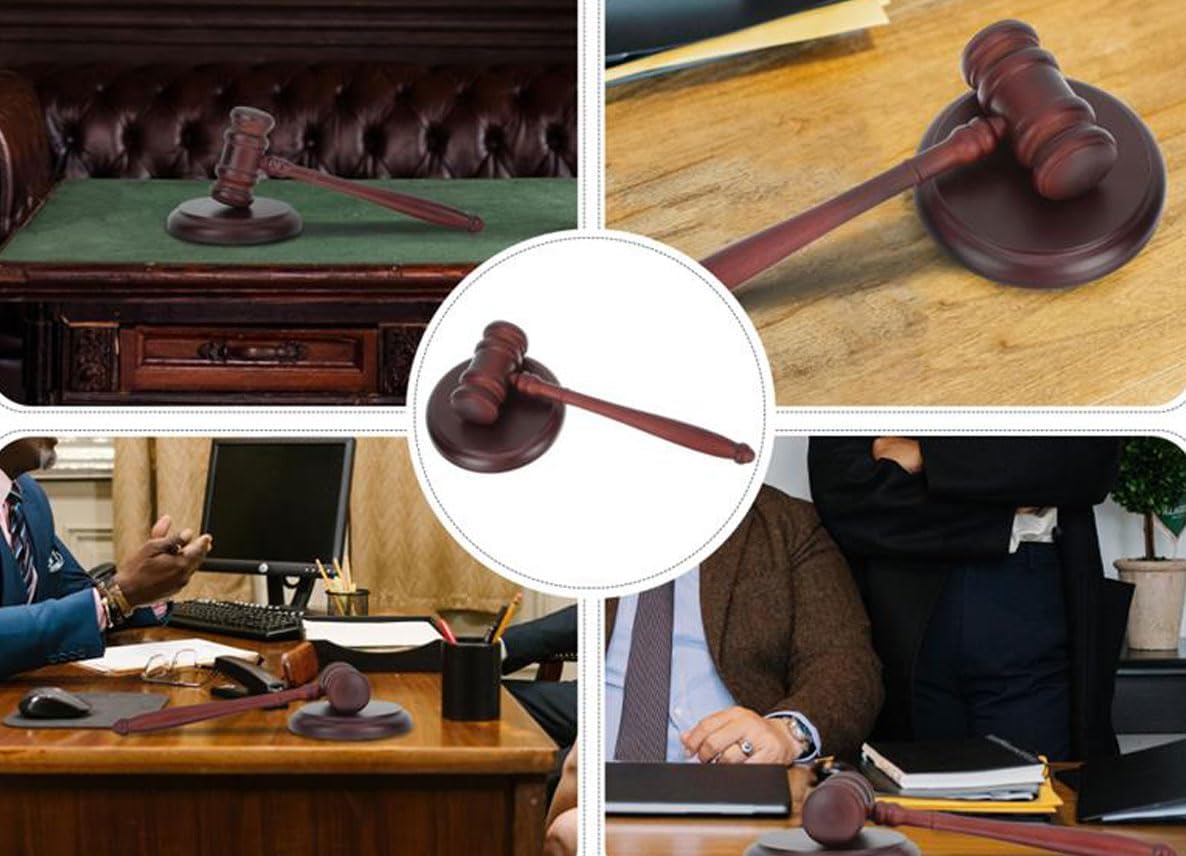 Legno giudice set,Martelletto del giudice e blocco,Martelletto del giudice,Martelletto da giudice, perfetto per avvocato, giudice, asta vendita riunioni, aziende, studenti, giochi di ruolo per