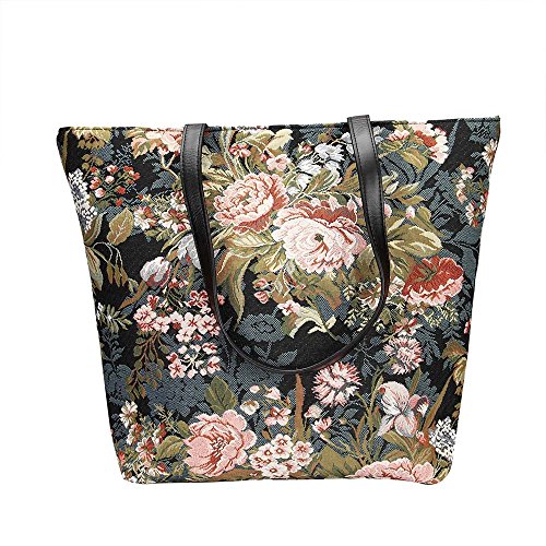 Signare Tapestry Shoulder Bag Tote Bag for Women with Peony Flower (SHOU-PEO)2