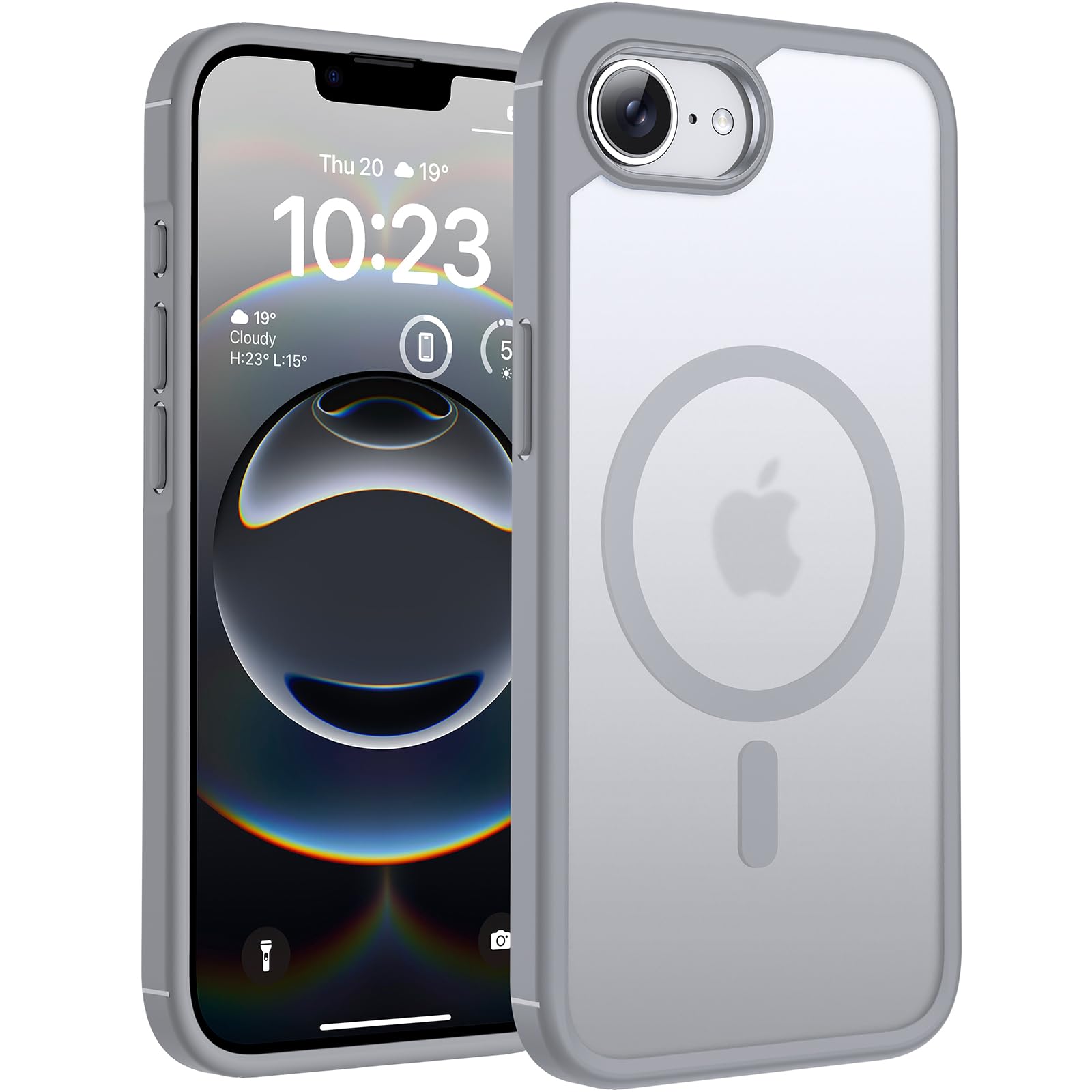 TOCOL Magnetic for iPhone 16e/17e Case, Upgraded Full Camera Protection, Compatible with Magsafe, Drop Protection, Translucent Matte Back Bumper for iPhone 16e/17e 6.1-Inch (Grey)