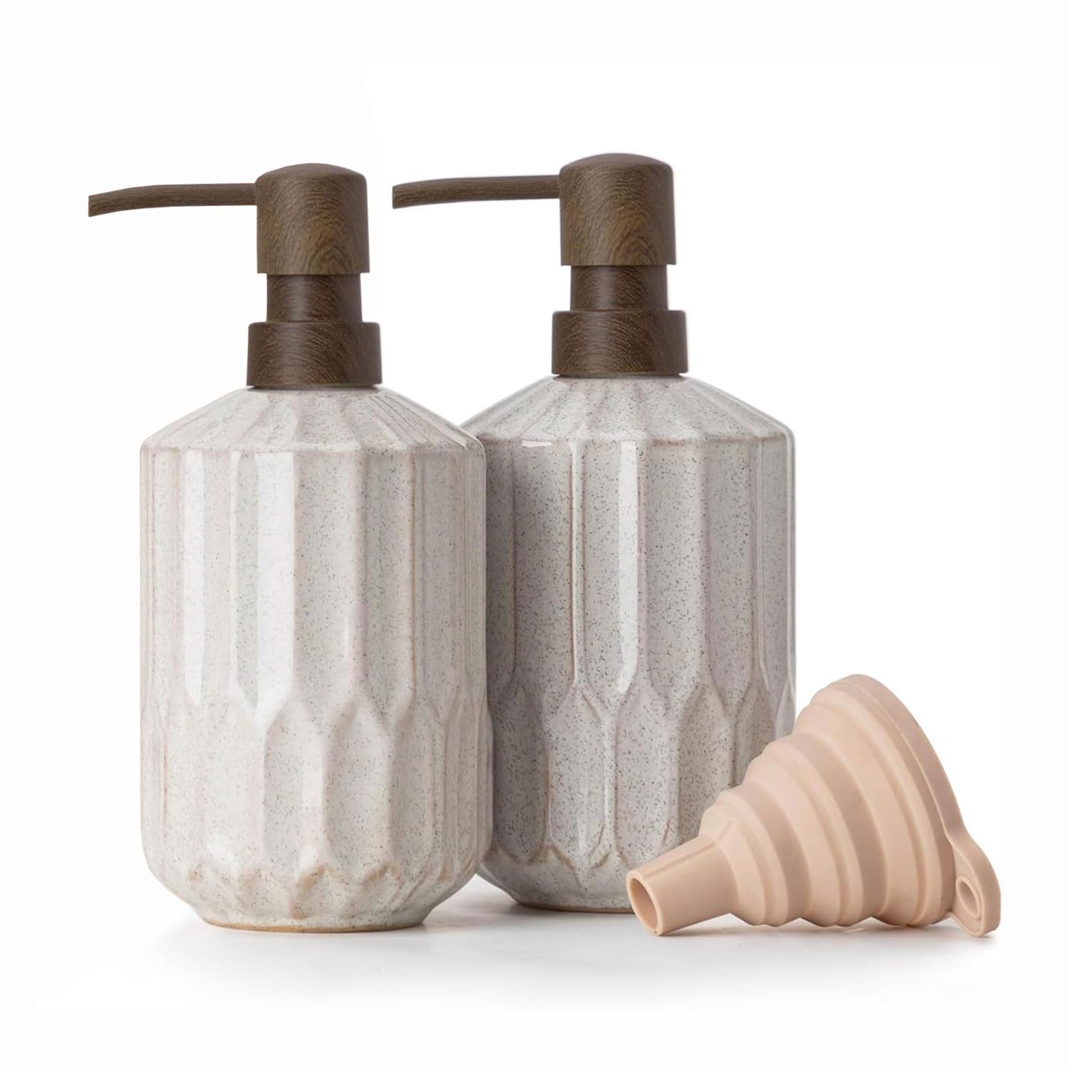 Ceramic Soap Dispenser, 450ml Refillable Pump Bottle for Bathroom Kitchen — image 1
