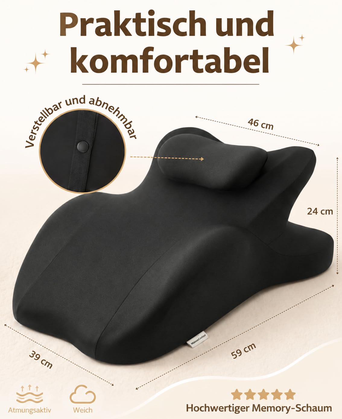 Sexkissen für Paare – Liebeskissen 27° | Intimkissen & Erotik Keilkissen Memory-Schaum | 27 Grad Sex Kissen für intime Positionen & Sexstellungen, Liebeskissen für Sex, waschbar, Paar Kissen