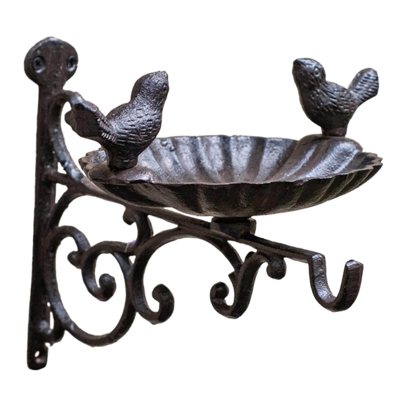 Comedero/bañera para Pájaros, Bandeja Decorativa Retro, Fácil de Instalar con Gancho Metálico para Colgar en Jardín, Balcón, Terraza, Pared O D, 27 X 21.5 Cm