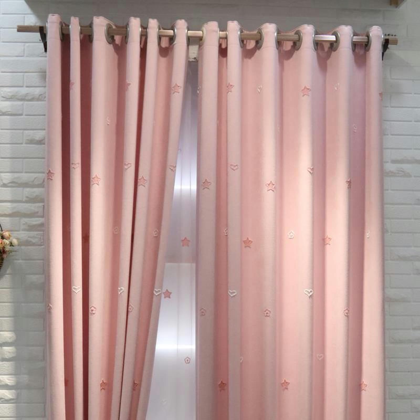 Dwuwarstwowe zasłony tiulowe, różowe zasłony do salonu i sypialni, zasłony zaciemniające na balkon, 500 x 250 cm, elegancki i uroczy design