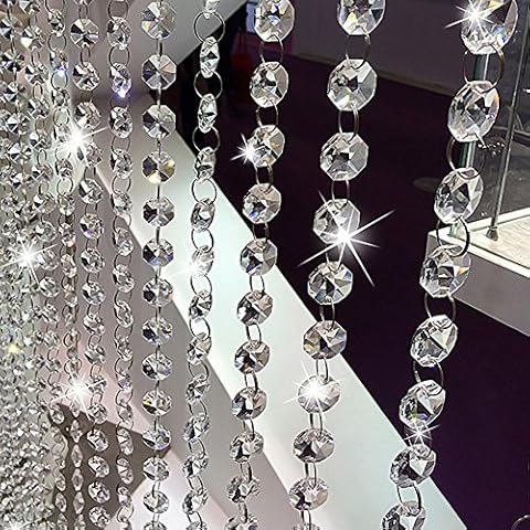 KIPETTO 33FT Crystal Acrylic Gems Bead Strands Hanging Clear Diamond Chain for Wedding Birthday Party Decorations Cover