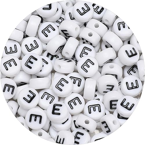 Iooleem Cuentas de letras, 1215 cuentas cuadradas del alfabeto de 6 x 6 pulgadas, cuentas para hacer joyas, cuentas para hacer pulseras (blanco y