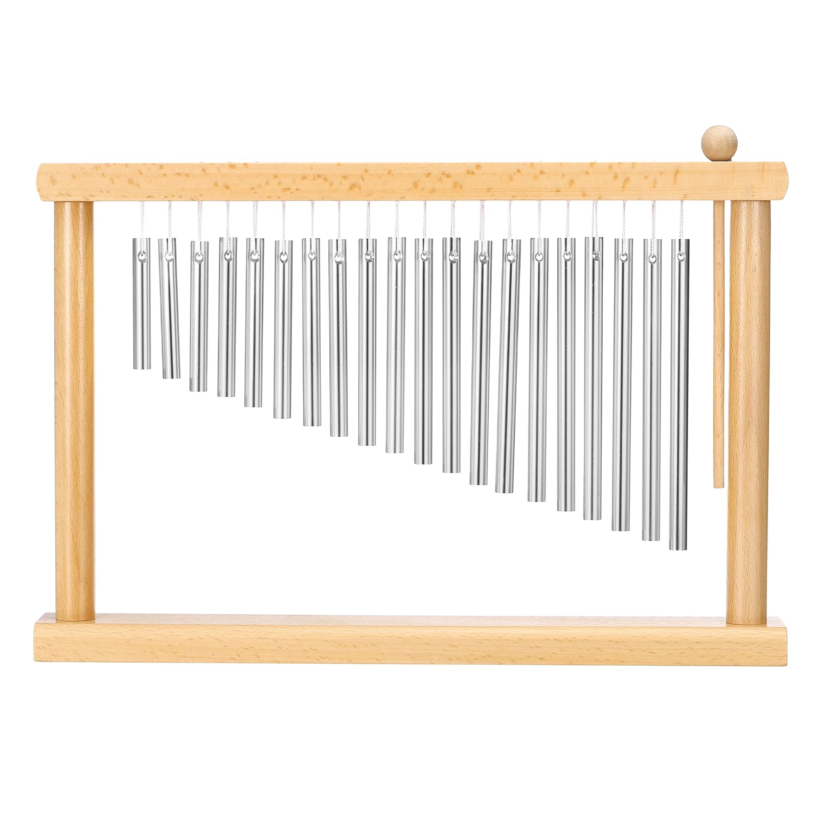 sourcing map 20 note Chime Bar Table Top Wind Chimes Music Percussion Instrument with Mallet for Relaxing Meditation Office Decoration (argento)
