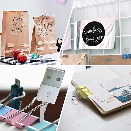 Miniatura 5 de OOTDAY Clips medianos para carpeta, 48 clips para carpeta, clips de papel para carpeta de 1 pulgada, clips medianos y clips de papel, abrazaderas de