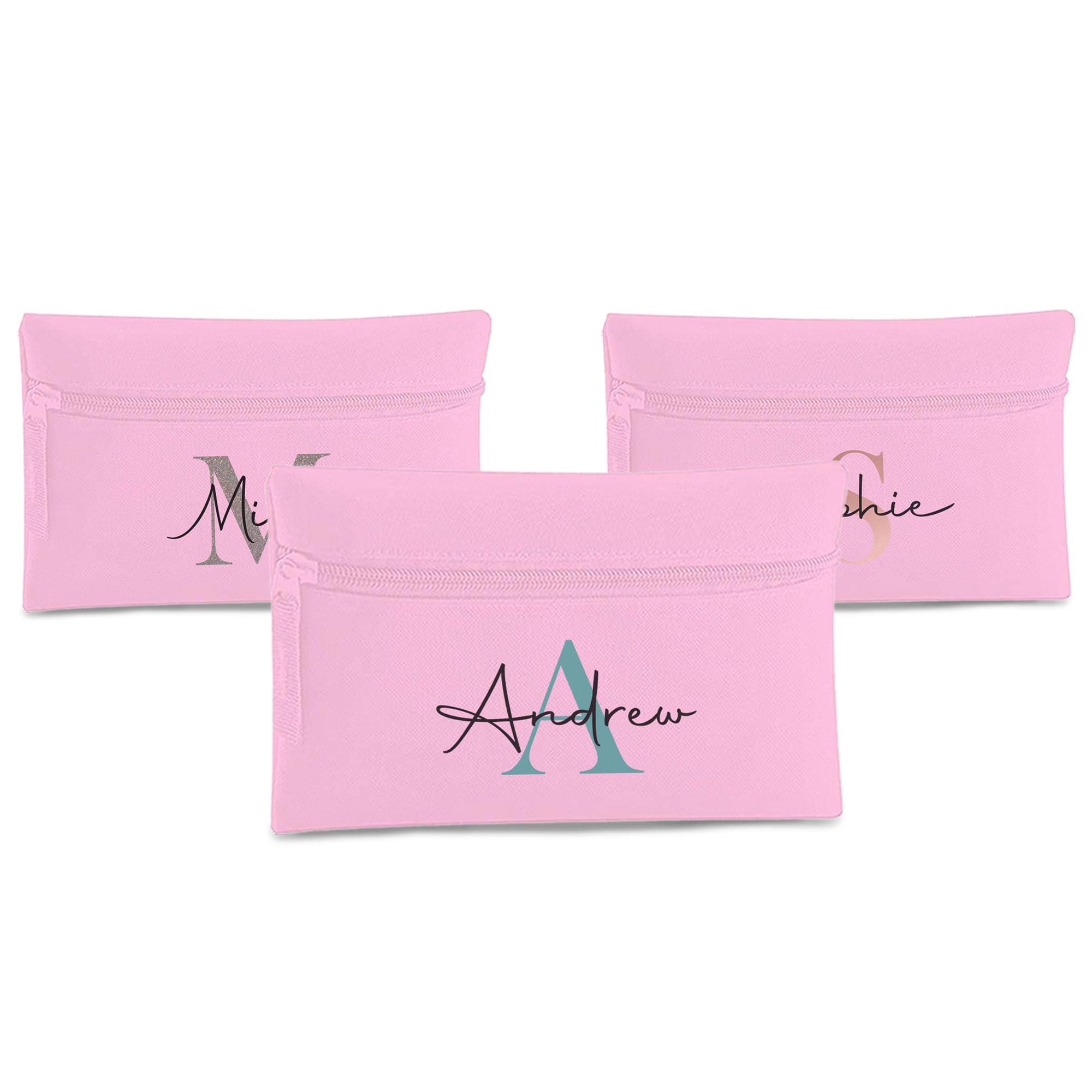 Print Maniacs Custom Personalised Monogram Pencil Case Initial Name Pencil Bag School Stationery Pouch Kids Adults Makeup Storage Zip Travel Case Gift