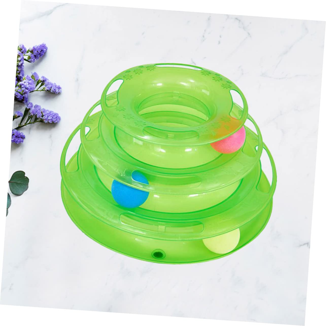 SUPVOX Jouet pour Chat Interactif À Trois Niveaux 25X25X13 Cm Plaque Ronde avec Piste De Roulette Stimule Agilité Et Exercice pour Chats Intérieurs