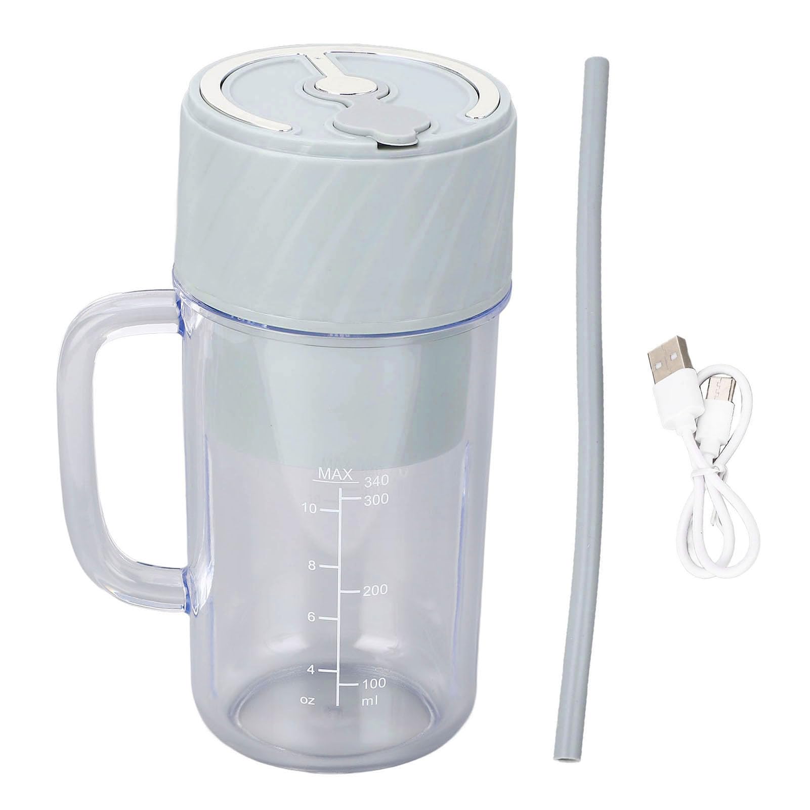 Portable Blender Efficient Rechargeable 10 Blades Powerful Smoothie Maker Juicer Cup for Outdoor Camping Home Kitchen ABS Material 1200mAh Battery Included Straw Charging Cable (Green)