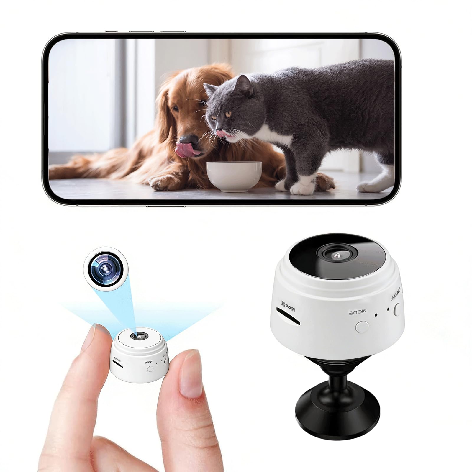 Hidden Spy Camera for Home Use, Mini Security Wireless WiFi Camera, HD 1080P Indoor/Outdoor Night Vision Nanny Cam for Baby, Pets, Compatible with Smartphone, Tablets(Video Only)