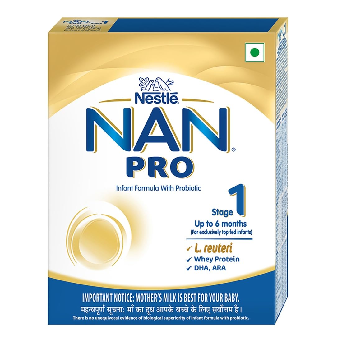 Nestlé NAN PRO 1 Infant Formula with Probiotic (Up to 6 months), Stage 1-400g Pouch in Box