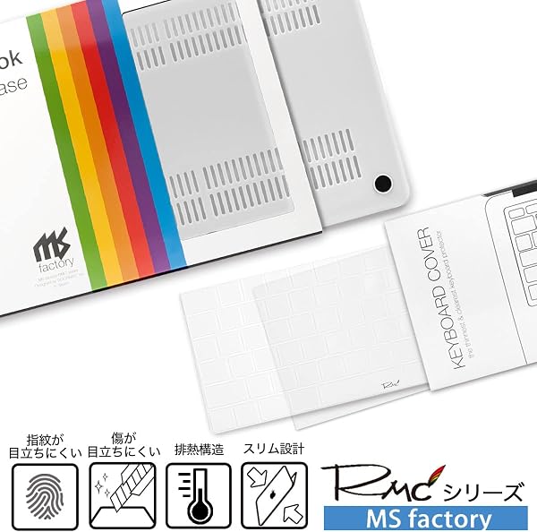 MS factory MacBook Air ケース 13インチ M5 M4 M3 M2 用 カバー 【日本語 キーボードカバー 付き】 2026 2025 2024 2022 マックブックエアー 13 ハードケース A3449 A3240 A3113 A2681 [マット加工] クリアホワイト 半透明 RMC series RMC-SETA13r22-MCL - 2