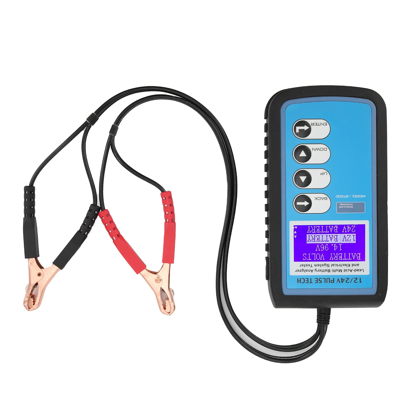 Testeur de batterie BT500 12 V/24 V, analyseur de batterie automobile avec écran LCD, testeur de conductance conforme aux normes CCA, DIN, IEC, EN et JIS, pour batteries