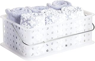 InterDesign Basic corbeille rangement, panier salle de bain moyen en plastique pour accessoires de douche et soins, transparent