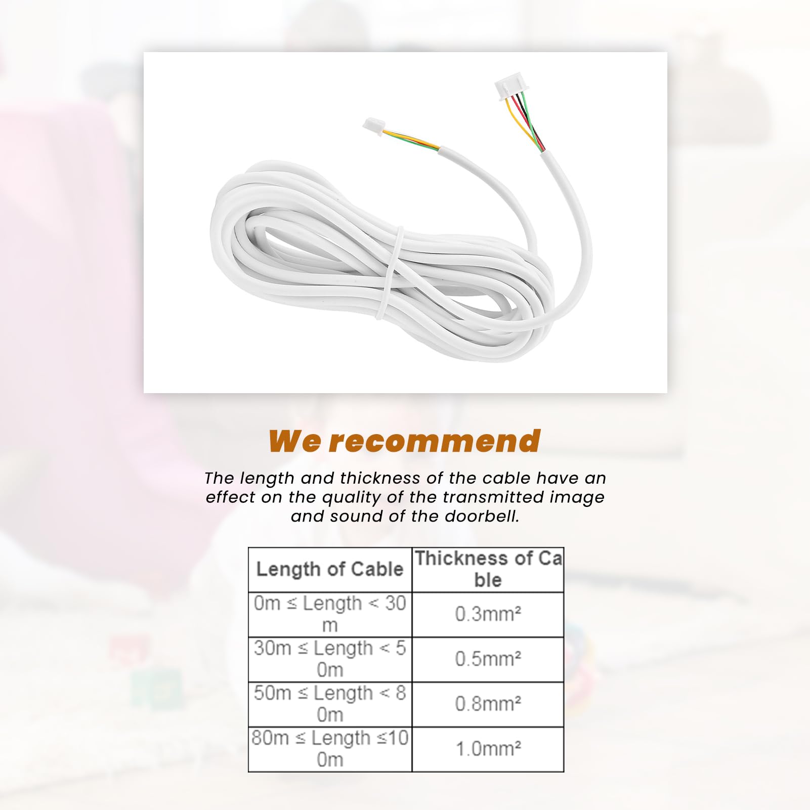 10M 0.3mm² câble à 4 conducteurs câble rond en cuivre souple pour système d'interphone vidéo sonnette câble d'extension de câble d'interphone filaire