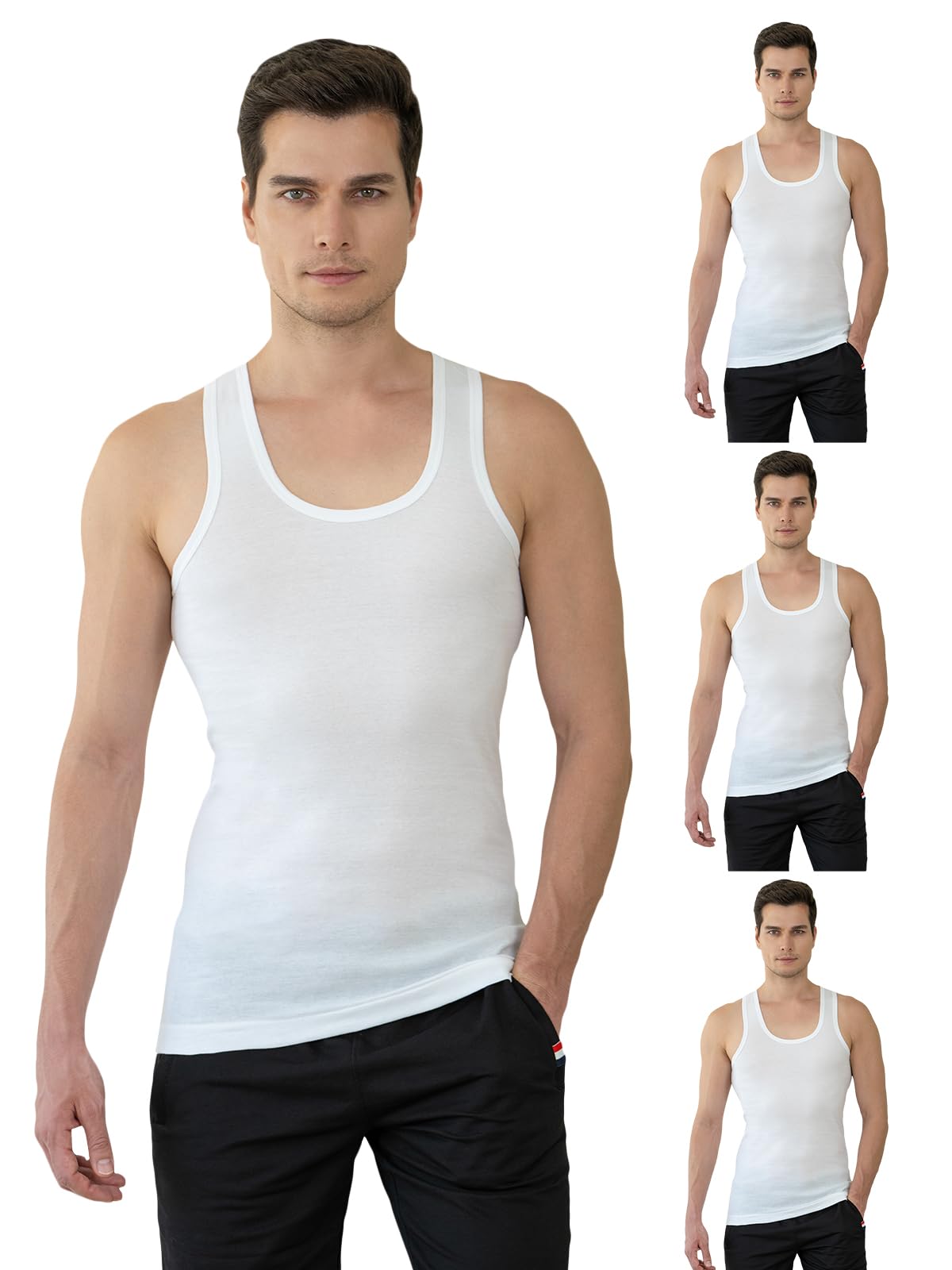 lux cozi Men's Pack of 4 White 100% Cotton Vest-picture-21