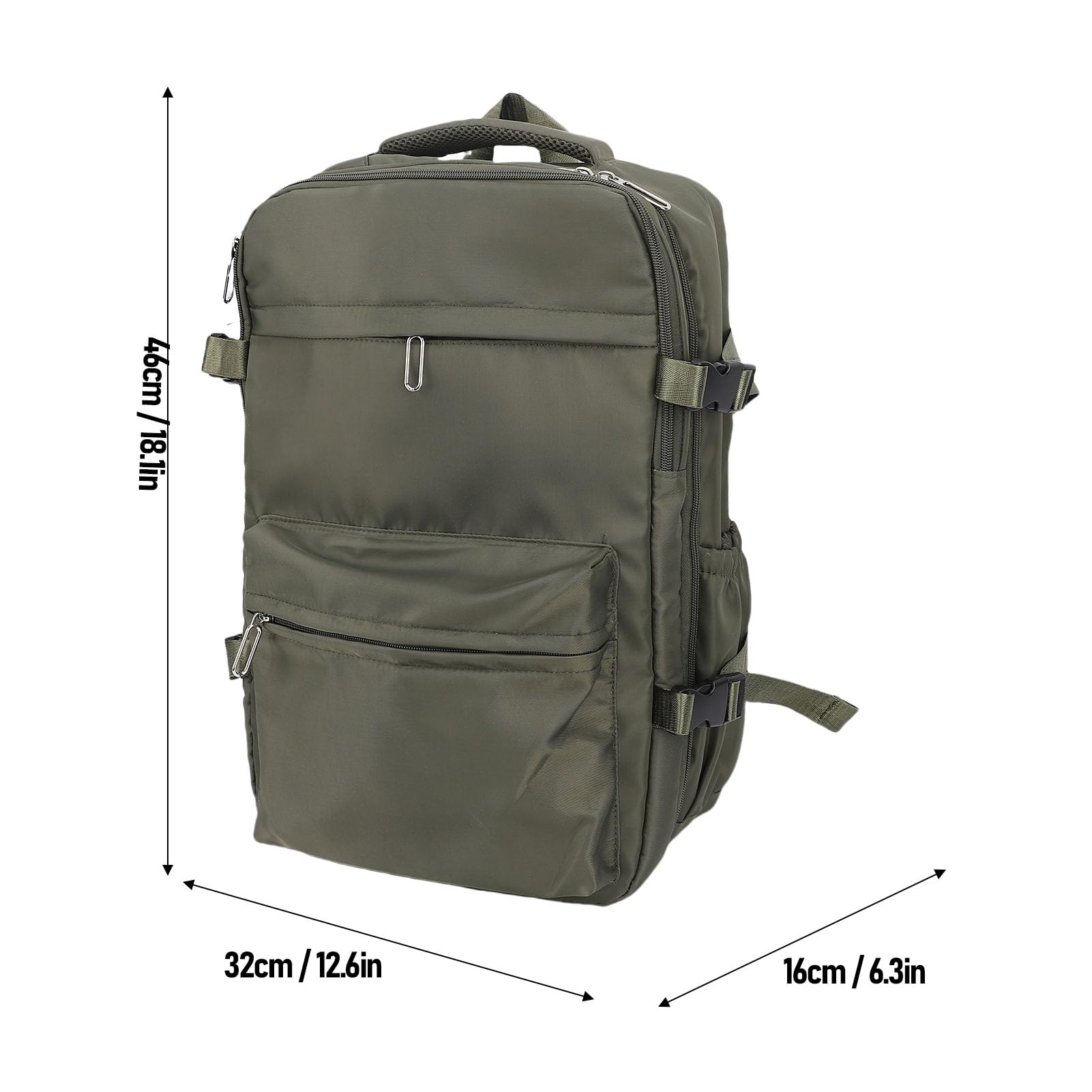 Jiawu Zaino di Grande capacità con Compressione Sottovuoto per Viaggiatori D'affari Laptop da 15,6 Pollici in Tessuto Oxford Resistente Alla Pioggia 27 Litri (GREEN)