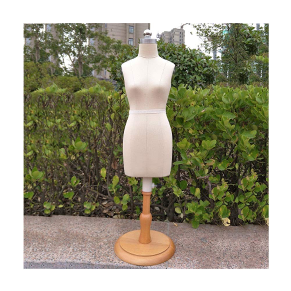 Weibliches Schneiderpuppe Verstellbare Schneiderbüste Schaufensterpuppe Geruchlos Massivholz Runde Basis Kleiner Tisch Dreidimensional Lehren Fensteranzeige (Size : Bust 42cm (1/2))