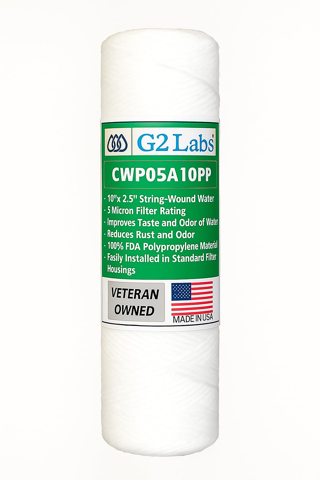CWP05A10PP Polypropylene String Wound Water Filter 10 Long 5 Microns Used in housings for removing sediment and contaminants