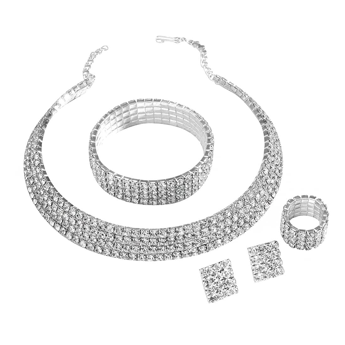 Yellow Chimes Crystal Jewellery Set for Women Crystal Jewelry Set Silver Plated Choker Necklace Set with Earrings for Women and Girls. (Design 17) (B0B1VFXHFQ) Amazon Price History, Amazon Price Tracker