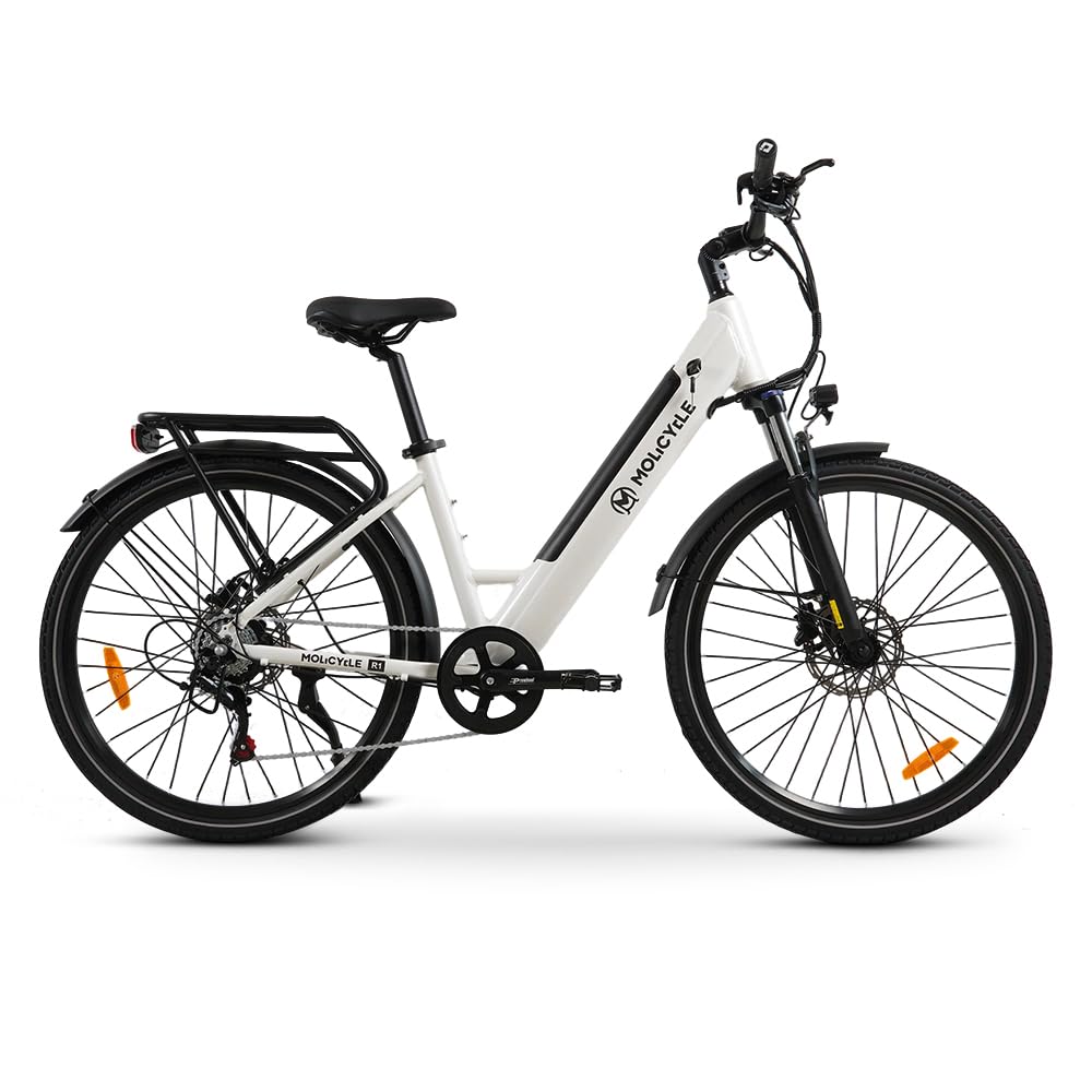 R1 E-Bike Damen 27.5 Zoll Tiefeinsteiger Trekkingrad E-Cityrad | 36V 14.5Ah Wechselakku, Bis zu 110km, 7 Gang Schaltwerk, 250W Heckmotor, Hydraulische Scheibenbremsen, EU-konform