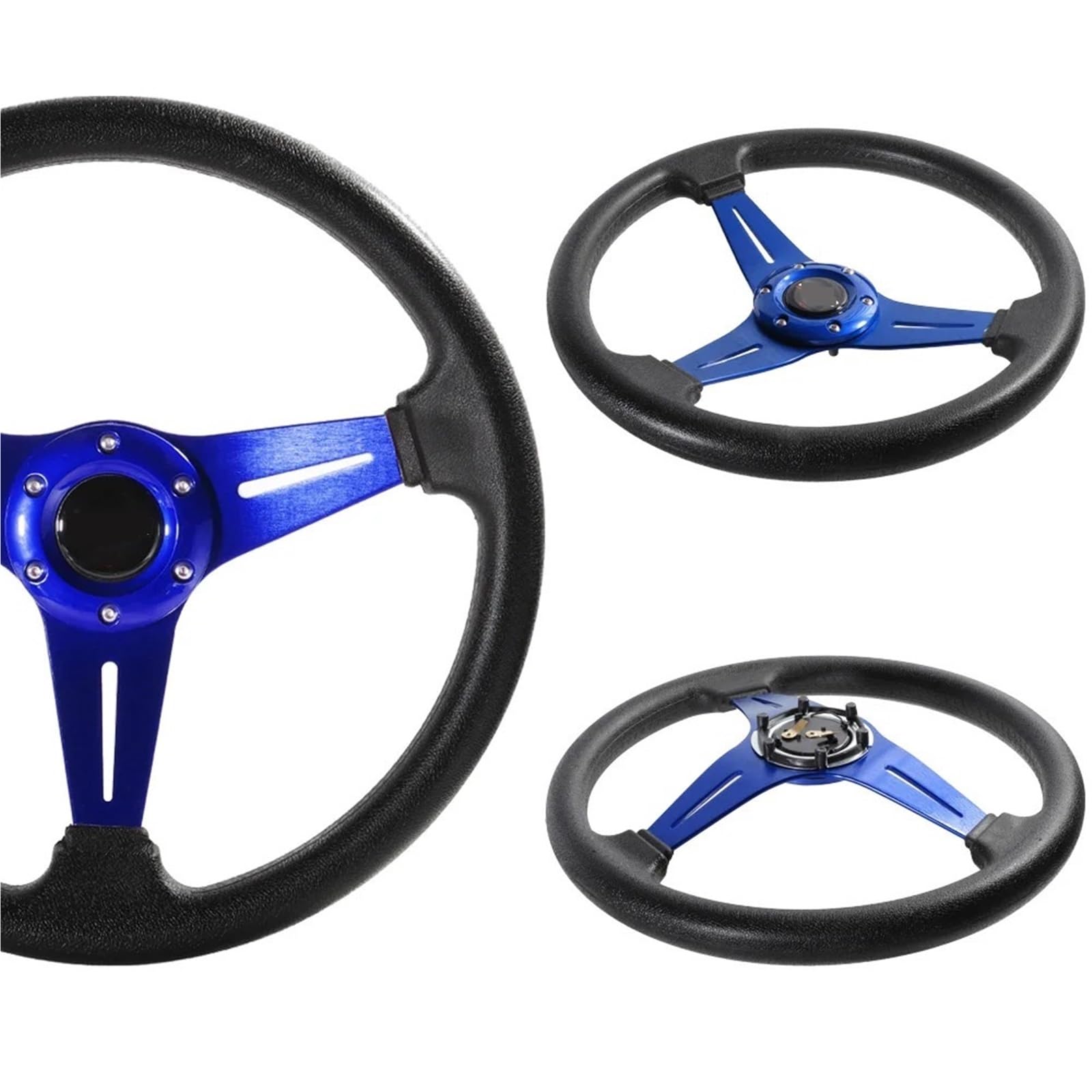 Volante da Corsa Universale,Volante Sportivo Volante sportivo da 350 mm/14 pollici in alluminio + PU for giochi di simulazione drift(Red)