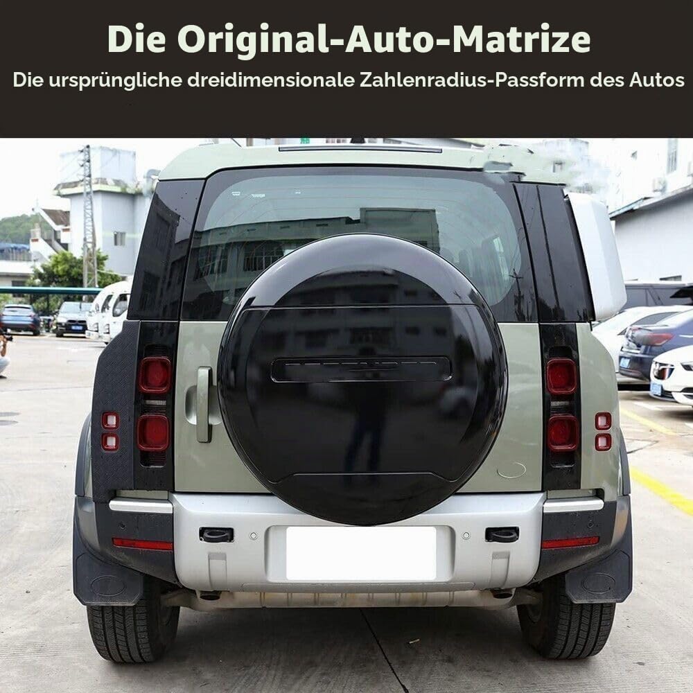 Ersatzreifenabdeckung für Defender, Ersatzreifen-Radabdeckung, Kunststoffschutz für LR Defender 90 110 130 2-Türer 4-Türer 2020 2021 2022 2023 2024 2025 (Santorini Black)