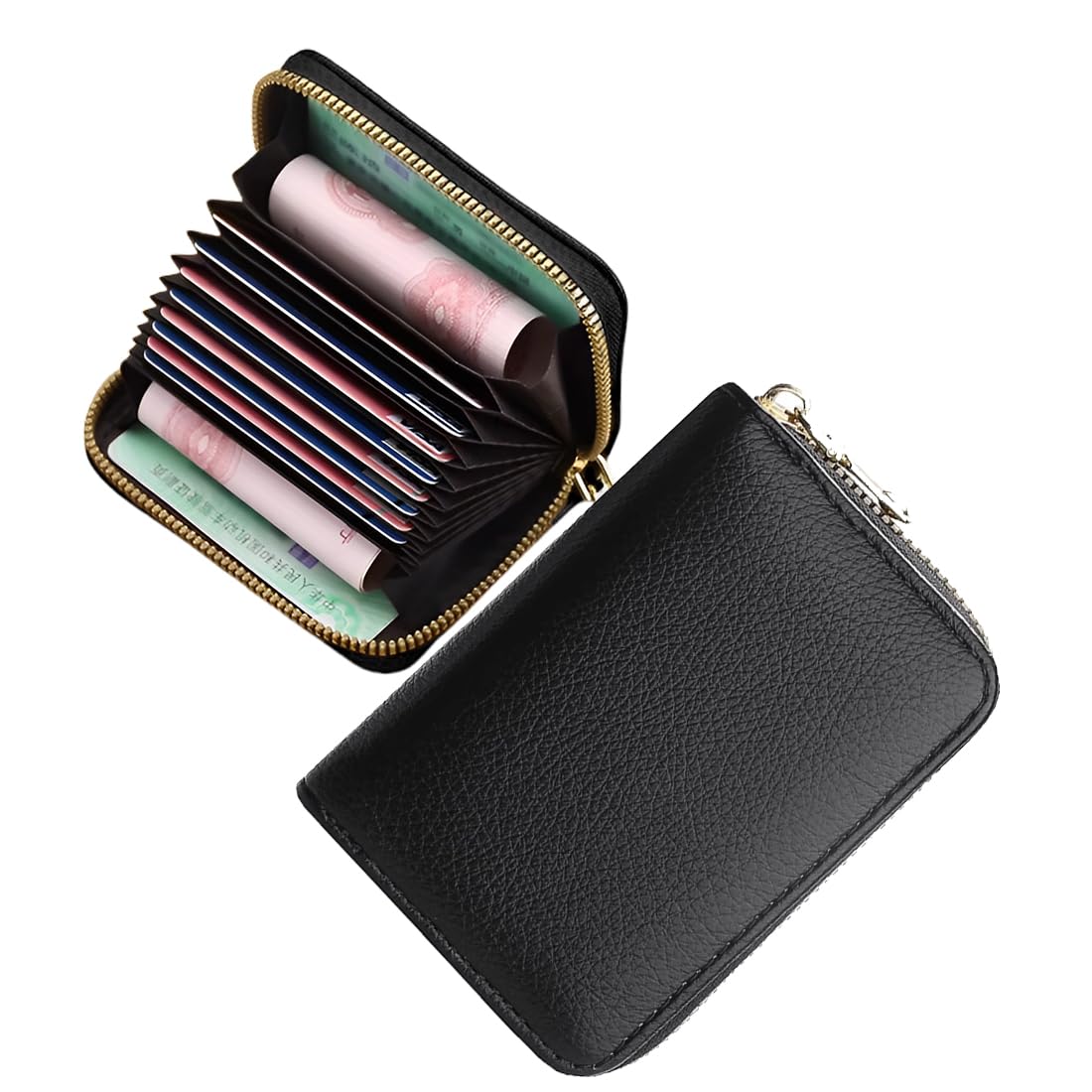 VULKIT Porta Carte di Credito Uomo RFID Schermato Tascabile Portafoglio Uomo Slim Pelle Porta Tessere Piccolo con 3 Slot e 1 Finestra ID, Blu Marino