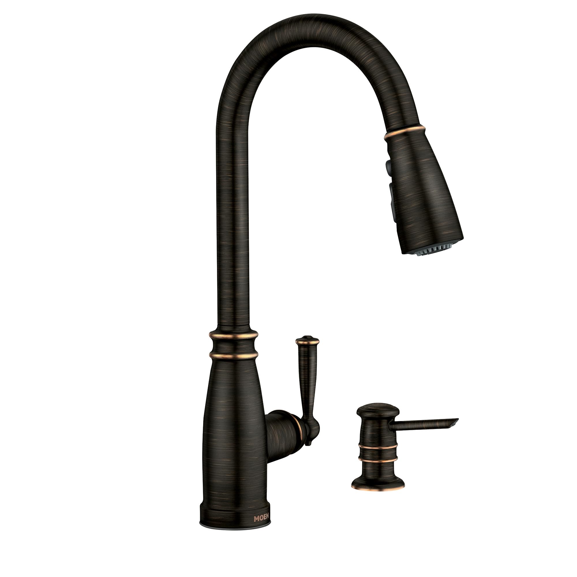 Moen Morado Mediterranean Bronze Pulldown Kitchen Faucet with Power Boost, Transitional Farmhouse Kitchen Faucet, Easy Installation, 87394BRB