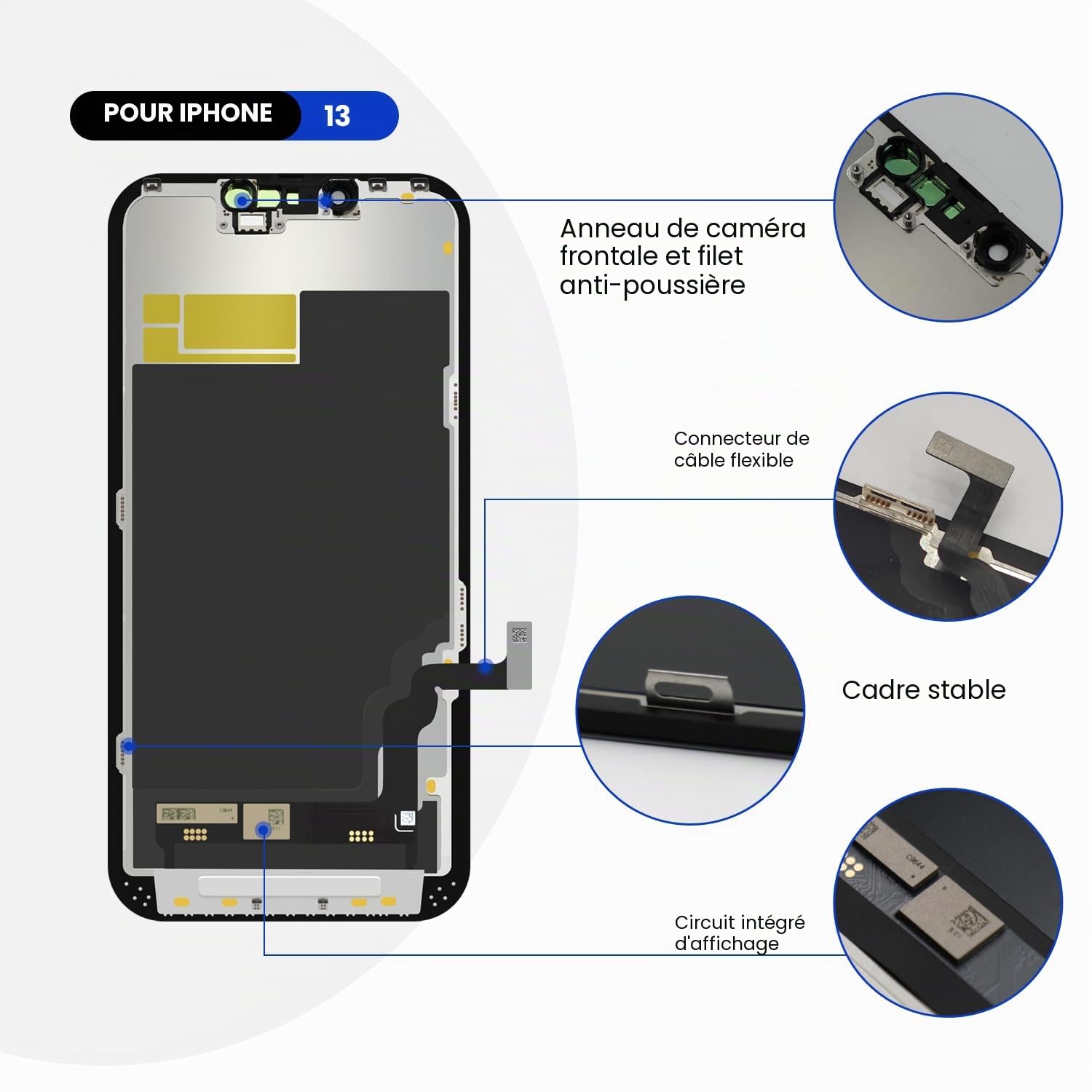 Écran pour iPhone 13-6.1 Pouce HD Kit Réparation Écran LCD DIY, Entièrement Compatible avec Face ID, Couleurs Vives, Haute Définition, Livré avec Les Outils d'Installation