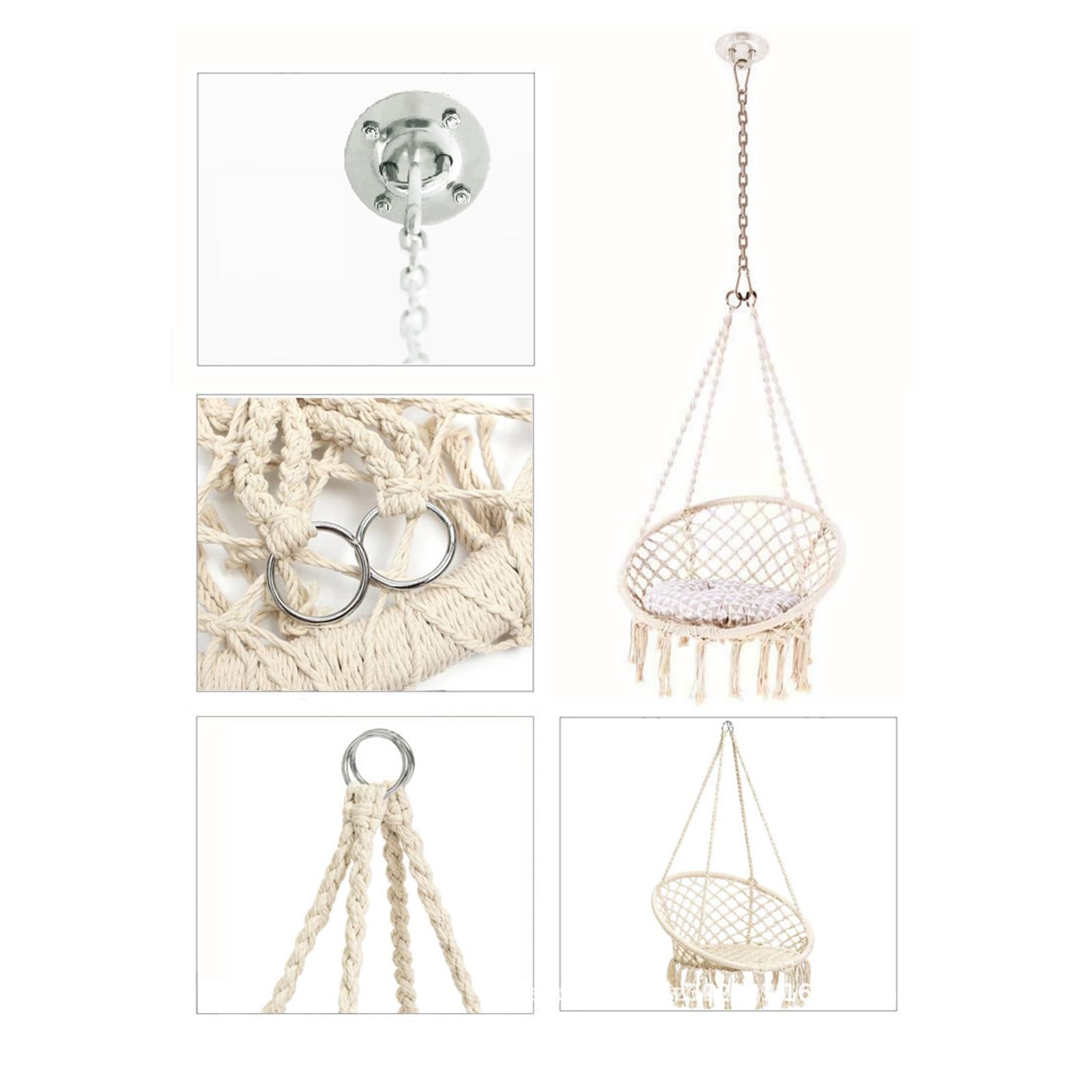 Ensemble de boucles en métal pour balançoire - 1,5 m - Pour suspendre des chaises et des balançoires de porche
