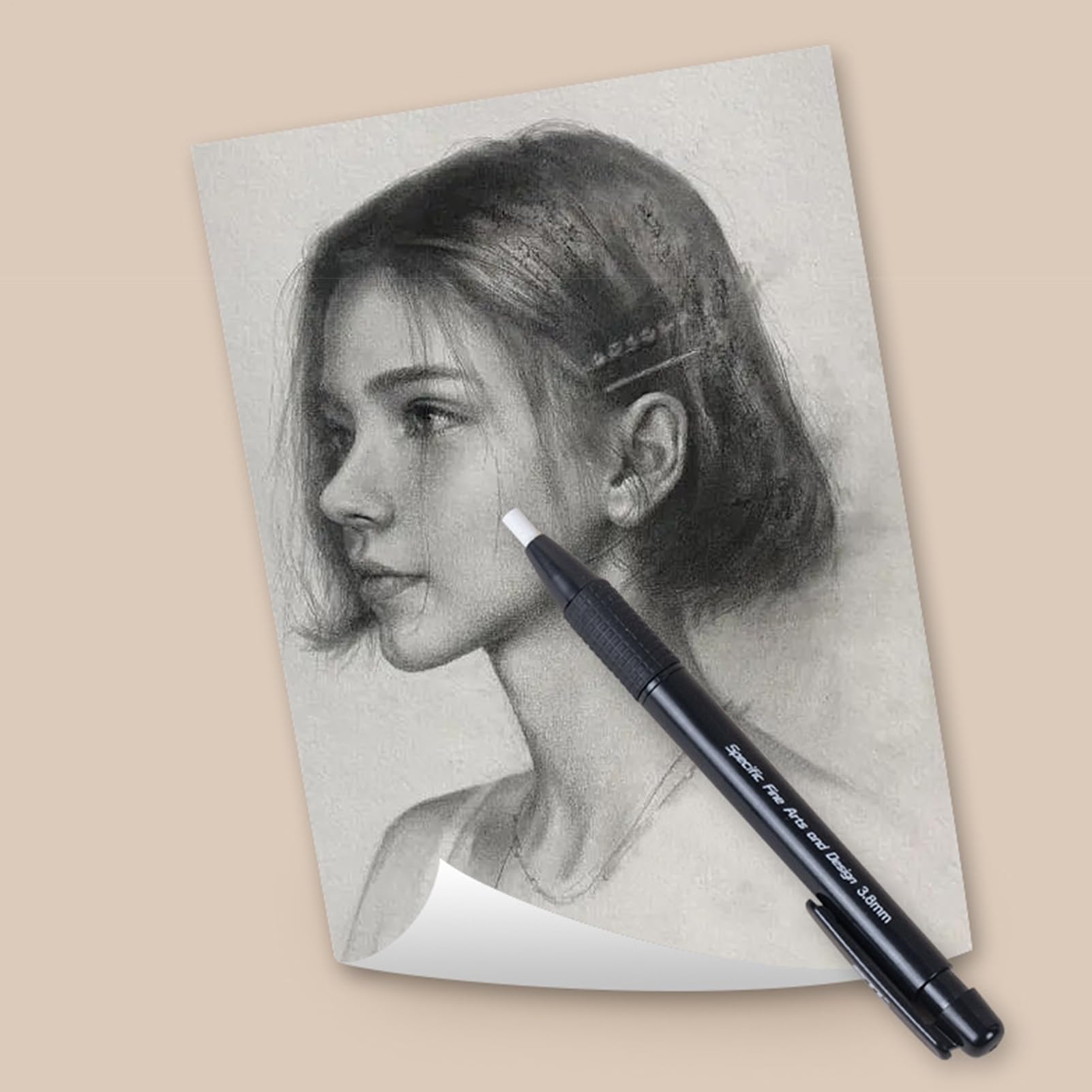 Gomma a, per Cancellare da Disegno per Artisti, Gomma Penna Retrattile con Punta Fine 3,8 mm e 5 Ricambi per Artisti Disegno Tecnico Schizzi Bambini