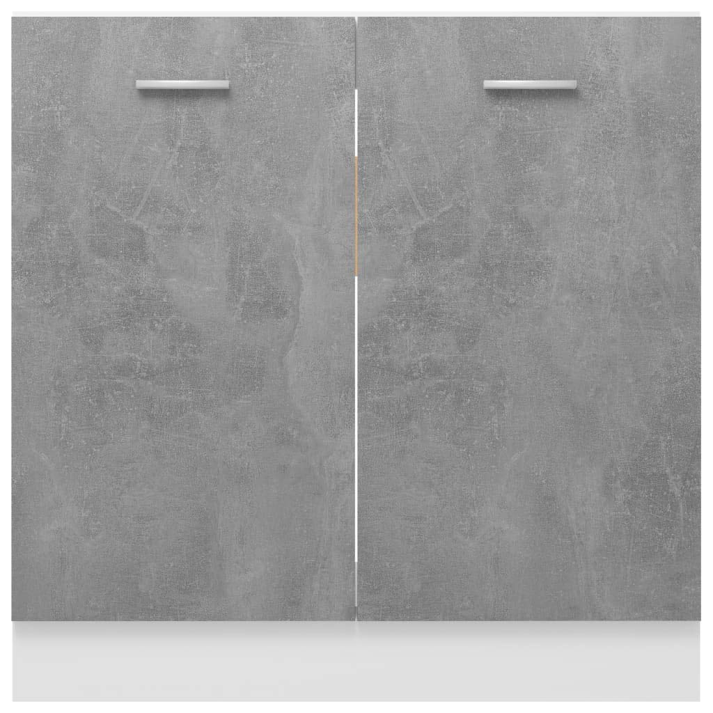 vidaXL Armoire de Plancher d'évier Gris béton 80x46x81,5 cm Aggloméré