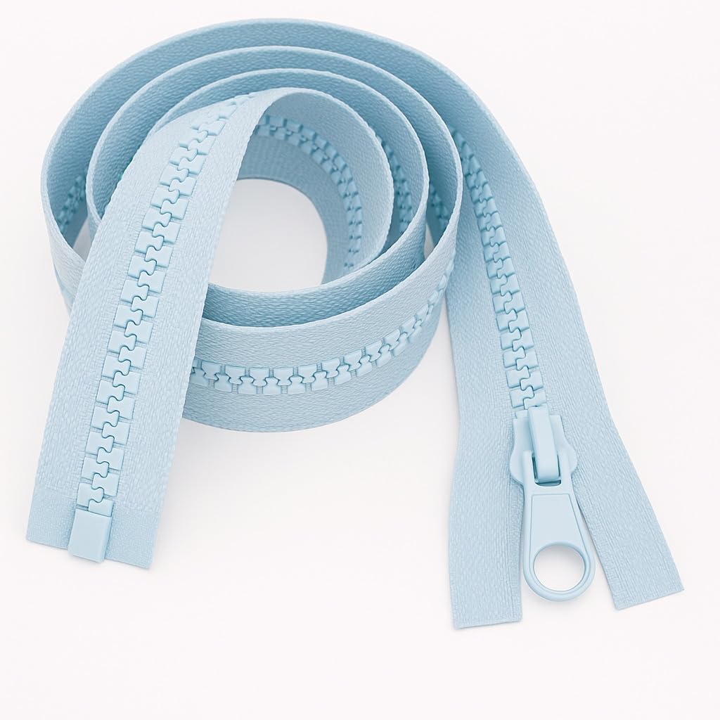 Heavy-Duty Chunky Zip, Pale Blue 34" (85cm), Open Ended & Separating Style, Strong #5 Teeth