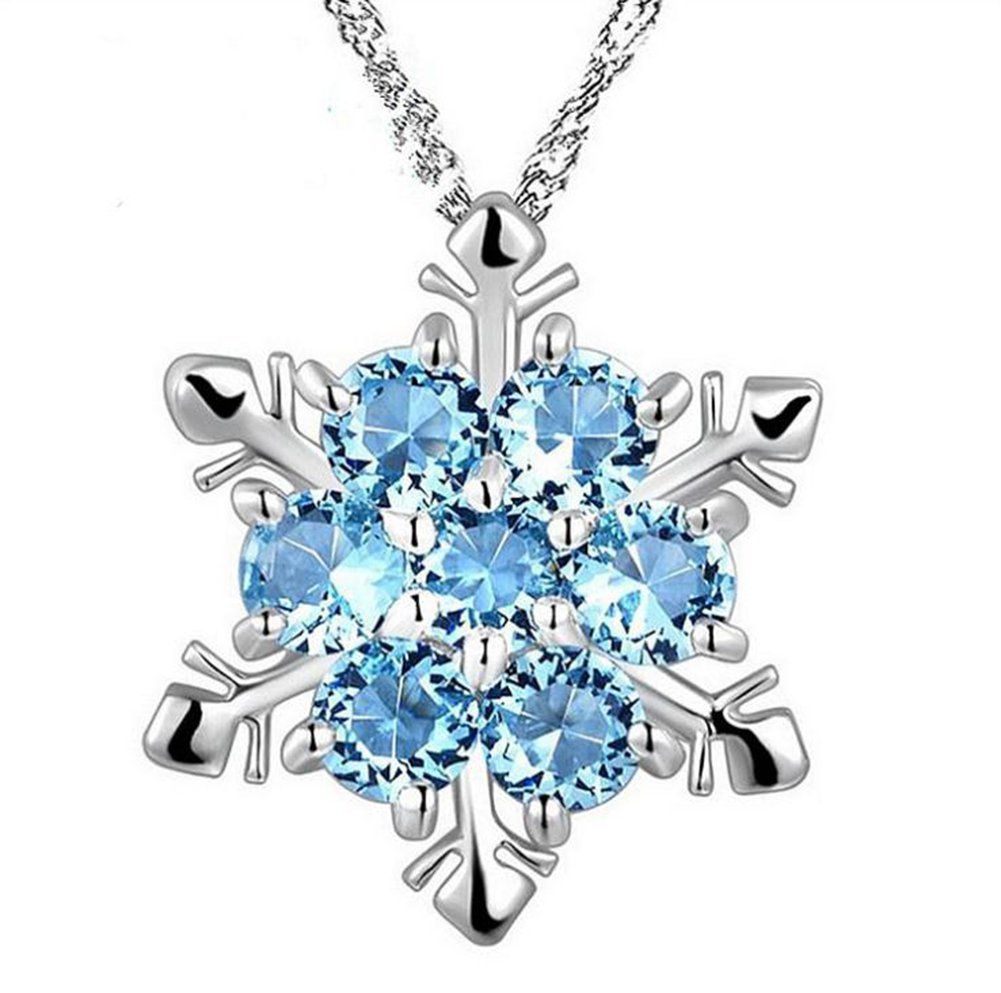 Gemini_mall Women's Silver Gemini_mall® Crystal Snowflake Pendant Necklace Plated With Rhinestones And Decorated With Crystal For