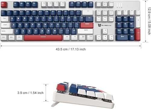 Miniatura 2 de Teclado mecánico para juegos Teclado para juegos con cable Teclado retroiluminado blanco con interruptores rojos y 104 teclas Teclado mecánico