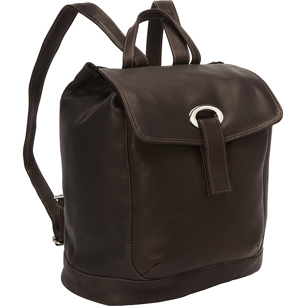 Piel Leather Large Oval Loop Backpack, Chocolate, One Size